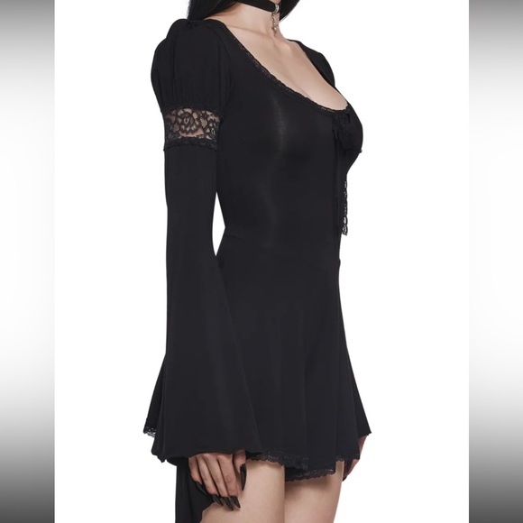 Dolls Kill Dresses & Skirts - Dolls Kill Black Lace Sleeve Romper